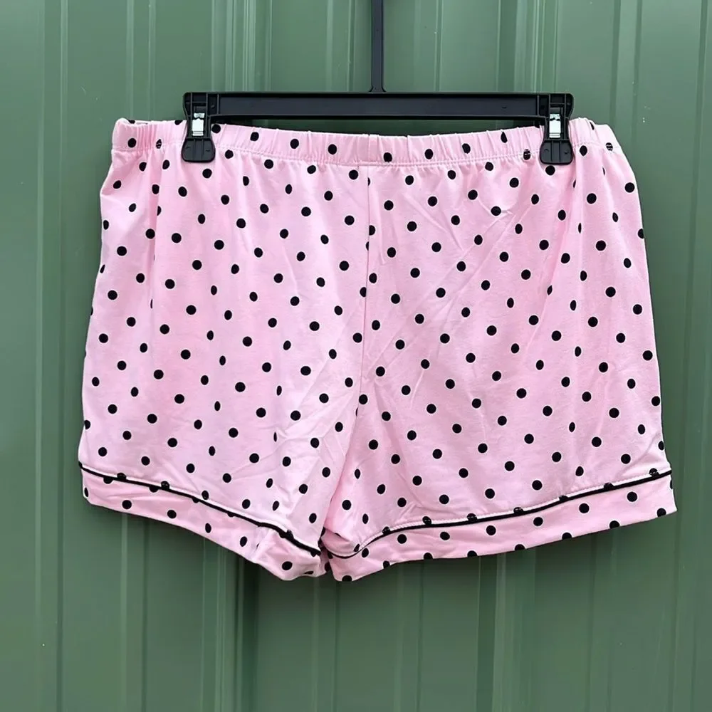Dreamy Soft Short Sleeve Knit Notch Collar Top & Shorts Pajama 2-Pc Set Size M
